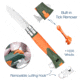 Opinel No.12 Explore Folding Knife w/Tick Remover, 4in, Stainless Steel/Sandvik 12C27, Plain, Orange, Polymer, 2454