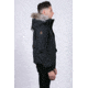 OSC Cross Devon Hooded Bomber w/ Coyote Fur Trim - Mens, Blackout, Large, M10CX-Midnight Black-L