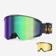 Outdoormaster FALCON Cylindrical Zeiss Lens Ski Goggles, Black Frame VLT 13% Gray Silver Coated + VLT 91% Yellow Lens, 805374