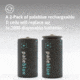 Pale Blue Earth Pale Blue Smart Lithium Ion USB Rechargeable D Batteries 2 Pack, Gray, PB-D-C
