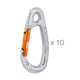 Petzl Tiptop Steel Carabiners, 10 Pack, M002AA00