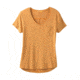 prAna Foundation Short Sleeve Vneck, Curry Heather Stripe, Small, W11170142 -708-S