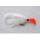 Pucci Bucktail Flash Striper Jig, 1 1/2 oz, Fluorescent Red Head/White/White, PFJ112-FL/WH