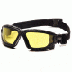 Pyramex I-Force Safety Glasses, Black Frame &amp; Amber Anti-Fog Lens SB7030SDT