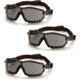 Pyramex V2G Safety Glasses w/Gray H2MAX Anti-Fog Lens, Black, Pack of 3