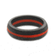 QALO Womens Silicone Ring, Black/Thin Red Line