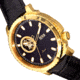 Reign Bauer Automatic Semi-Skeleton Leather-Band Watch, Gold/Black, One Size, REIRN6004