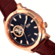 Reign Bauer Automatic Semi-Skeleton Leather-Band Watch, Rose Gold/Black, One Size, REIRN6006
