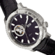 Reign Bauer Automatic Semi-Skeleton Leather-Band Watch, Silver/Black, One Size, REIRN6002