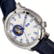 Reign Bauer Automatic Semi-Skeleton Leather-Band Watch, Silver/Blue, One Size, REIRN6003