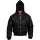 Rothco Hooded MA-1 Flight Jacket, Mens, Black, Extra Large, 7400-051
