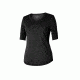 Royal Robbins Merinolux Women's V-Neck Short Sleeve Tee Shirt, Jet Black, XL 31439-JET BLACK-XL