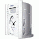 Sangean AM/FM Digital &amp; Analog Atomic Clock Radio with Aux-In, White/ silver RCR-3