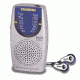 Sangean AM/FM Stereo, Speaker + Earbuds, Analog Tuning Pocket Radio, Silver/ blue SR-3