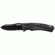 Push Button Lock Folding Knife, Black / Silver, Medium