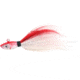 Sea Striker Bucktail Jig with Rattle and Grub Keeper, Red/White, 6/0 Hook, SSBTJR34-RW