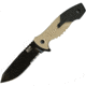 Smith &amp; Wesson M&amp;P Full Tang Fixed Blade Knife, 4.1 in, Partially Serrated Tanto Stainless Steel Blade, Black/Tan Aluminum &amp; Rubber Handle, M.O.L.L.E. Compatible Belt Sheath, SWMPF2CS