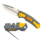 Smiths Pack Pal Folding Knife, 3.5in, Drop Point, 420 Stainless Steel, Black, Drop Point Blade, Sharpener, Gray/Orange, 51018