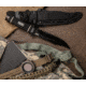 SOG Specialty Knives &amp; Tools Tech Bowie Fixed Blade Knife, 6.4in, AUS-8 Blade, Clip Point, Black, Kraton Handle, Black, SOG-S10B-K