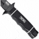 SOG Specialty Knives &amp; Tools Tech Bowie Fixed Blade Knife, 6.4in, AUS-8 Blade, Clip Point, Black, Kraton Handle, Black, SOG-S10B-K
