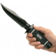 SOG Specialty Knives &amp; Tools Tech Bowie Fixed Blade Knife, 6.4in, AUS-8 Blade, Clip Point, Black, Kraton Handle, Black, SOG-S10B-K