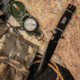 SOG Specialty Knives &amp; Tools Tech Bowie Fixed Blade Knife, 6.4in, AUS-8 Blade, Clip Point, Black, Kraton Handle, Black, SOG-S10B-K