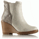 Sorel After Hours Chelsea Leather and Suede Casual Boot, Womens, Sea Salt/Fawn, 12 US, 1787951125-12