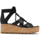 Sorel Cameron Flatform Lace Wedge Sandals Leather - Women's, Black/Gum 2, 7.5 US, 1981631-010-7.5