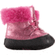 Sorel Caribootie Leather Winter Boot - Kid's-Pink Ice/Black-2 Infant