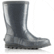 Sorel Joan Rain Short Gloss Rubber Boot, Womens, Graphite/Sea Salt, 8 US, 1757541053-8
