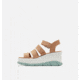 Sorel Joanie III Ankle Strap Wedge Sandals - Womens, Honest Beige/Crushed Blue, 10 US, 1999391-246-10