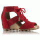 Sorel Joanie Lace Suede Casual Boot, Womens, Bright Red, 9.5 US, 1797921691-9.5