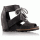 Sorel Joanie Lace Wedge Sandal - Women's-Black/Sea Salt-Medium-10