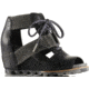 Sorel Joanie Lace Wedge Sandal - Women's-Black/Dark Fog-Medium-6