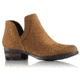 Sorel Lolla Cut-Out Bootie Suede Casual Boot, Womens, Camel Brown/Black, 10 US, 1776071224-10