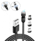 Statik Statik 360 Universal Charge Cable w/ 3 Rotating Magnetic Connectors, 3ft/1M, Black, PUP-0132
