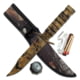Survivor Fixed Blade Knives w/Compass and Survival Kit, 5 in, 3Cr13 Stainless Steel, Bowie, Camo, HK-695CA