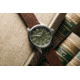 Szanto Heritage Aviator Watches, Green Dial, Brown Strap, Steel, One Size, SZ 2755