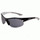 Timberland TB7069 Semi-Rimless Wrap Sunglasses w/ Cutout Detail, Pearl Black Frame &amp; Solid Smoke Lens TB70690001A