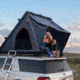 TRUSTMADE Scout Plus Triangle with Roof Rack Aluminum Car Rooftop Tent, Black and Grey, Medium, OR02RT04YZ-BlackGrey