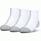 Under Armour Heatgear Tech Socks, Pack of 3, White, 7-9 Youth Large, U326-WHT-YL