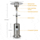 Upland Mushroom 46,000 BTU Patio Heater, Stainless Steel, Medium, UJN-SO02-SS