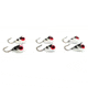 Vexan 6-Pack Red Eye Glow Tungsten T-VEX Ice Fishing Jig, Red Eye Glow, 1.4g, 5mm, TVEX6PK8HK
