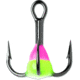 VMC Glow Resin Treble Hook, Black Nickel, 1x, Pink Chartreuse Glow, Size 6, Pack Of 2, GRT6PCGLPP