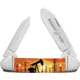 Whiskey Bent Knives Canoe Folding Knife, Spear &amp; Pen Blades, 440 Steel Blade, 3.63in Closed Length, Acrylic Handle, Pump Jack Sunset, WB12-02