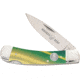 Whiskey Bent Knives Lock Blade Folding Knife, Single Clip Point, 440 Steel Blade, 3.75in Closed Length, Acrylic Handle, Green Gold Opal, WB13-02