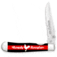 Whiskey Bent Knives Locking Trapper Folding Knife, Single Clip Blade, 440 Steel Blade, 4.125in Closed Length, Acrylic Handle, Rowdy Rooster, WB16-33