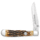 Whiskey Bent Knives Locking Trapper Folding Knife, Single Clip Blade, 440 Steel Blade, 4.125in Closed Length, Natural Bone Handle, Legacy, WB16-43