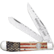 Whiskey Bent Knives Trapper Filework Folding Knife, Clip Point &amp; Spey Blades, 440 Steel Blade, 4.125in Closed Length, Acrylic Handle, Patriot, WB15F-18