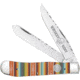 Whiskey Bent Knives Trapper Filework Folding Knife, Clip Point &amp; Spey Blades, 440 Steel Blade, 4.125in Closed Length, Acrylic Handle, Serape Sunrise, WB15F-15